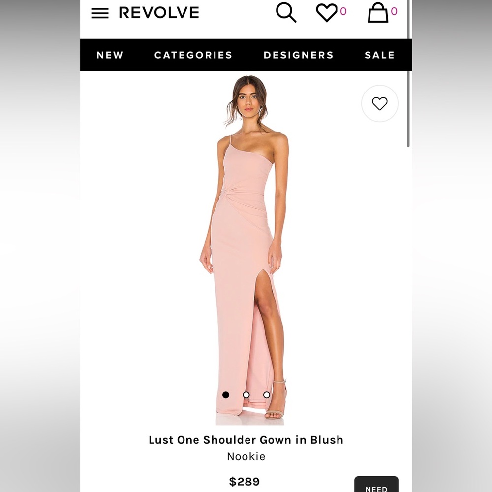 Lust One Shoulder Gown in Blush